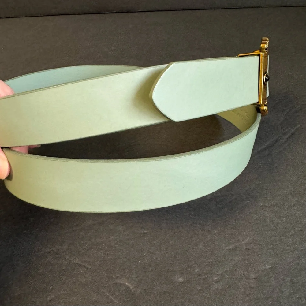 Treasure & Bond Sienna Western Leather Belt Sea Green Gold Tone Buckle‎ XL